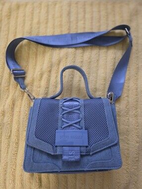 Steve Madden Dusty Blue Mesh Lace-Up Crossbody Bag